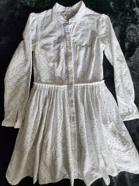 MICHAEL KORS White Eyelet Cotton Shirt Dress - Romantic & Chic